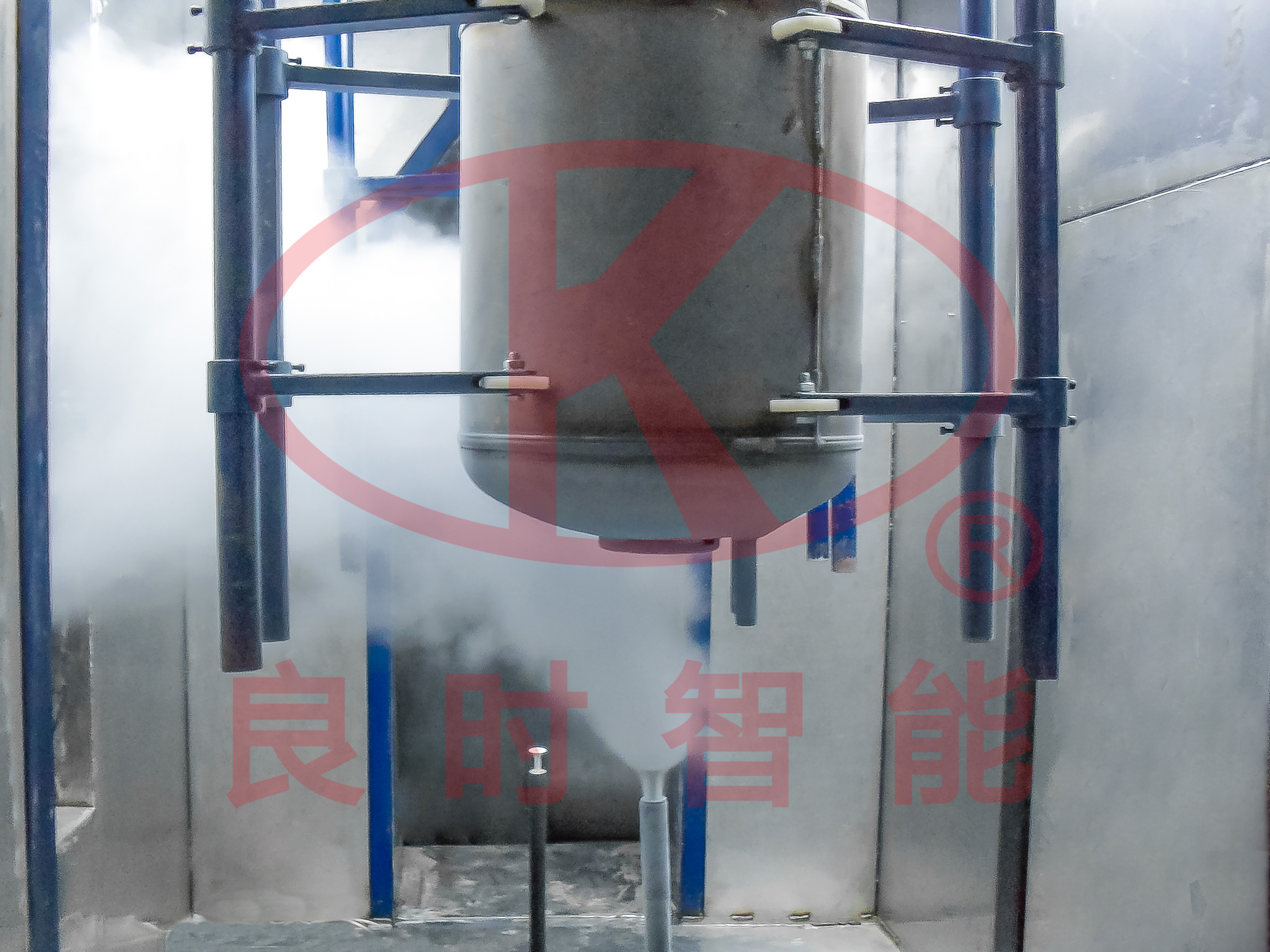 良时智能为国外某公司提供热水器内胆喷砂清理和湿式搪瓷及烘干成型生产线